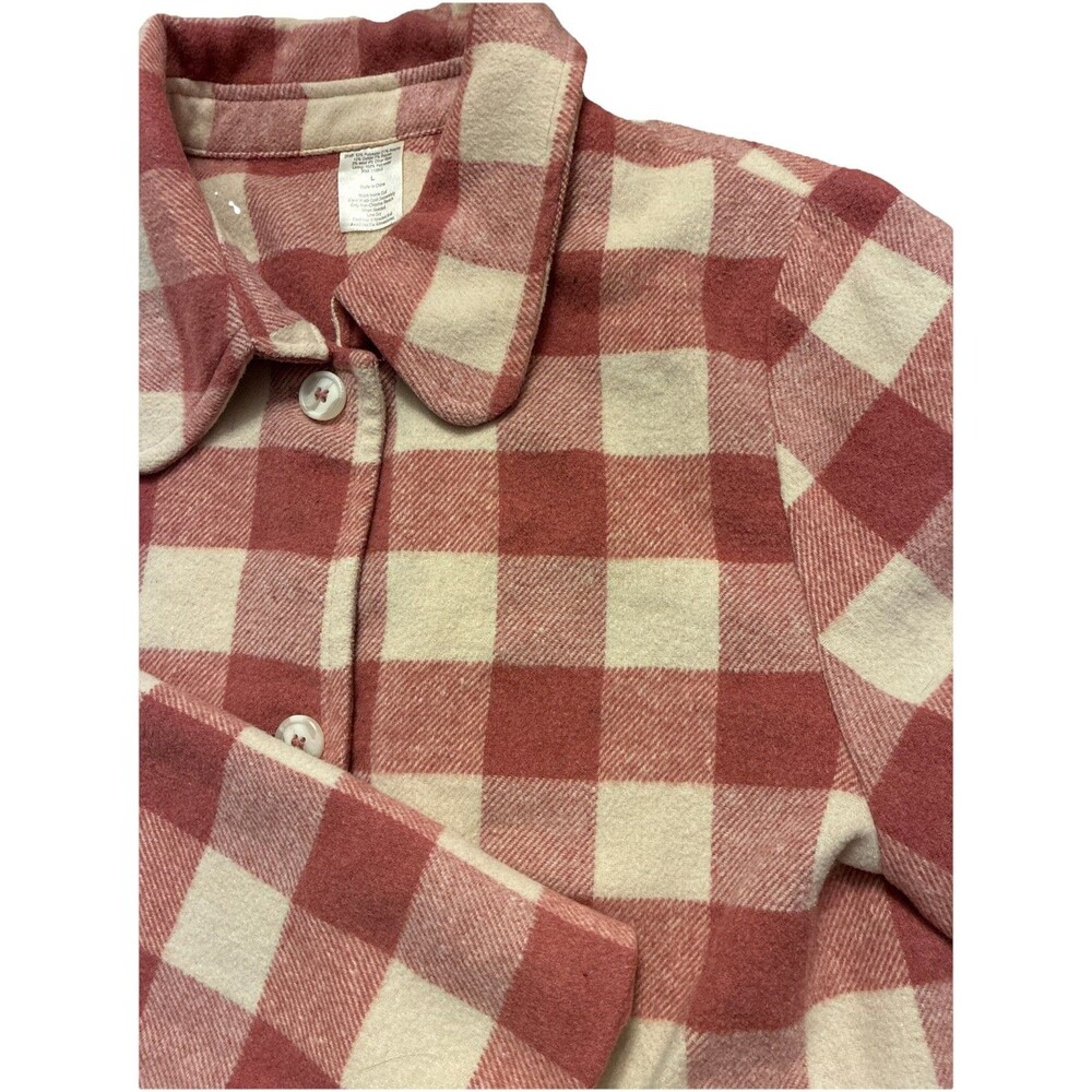 Unbranded Women's L Pink White Plaid Jacket  Pockets Button Down